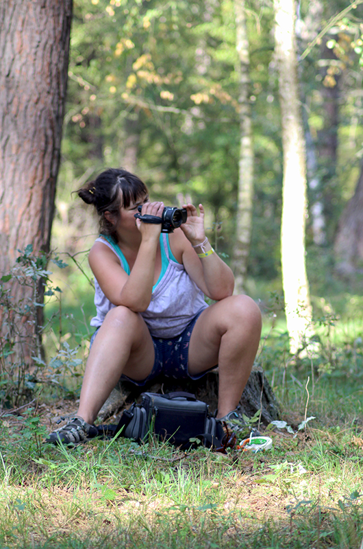 Human observing in the woods